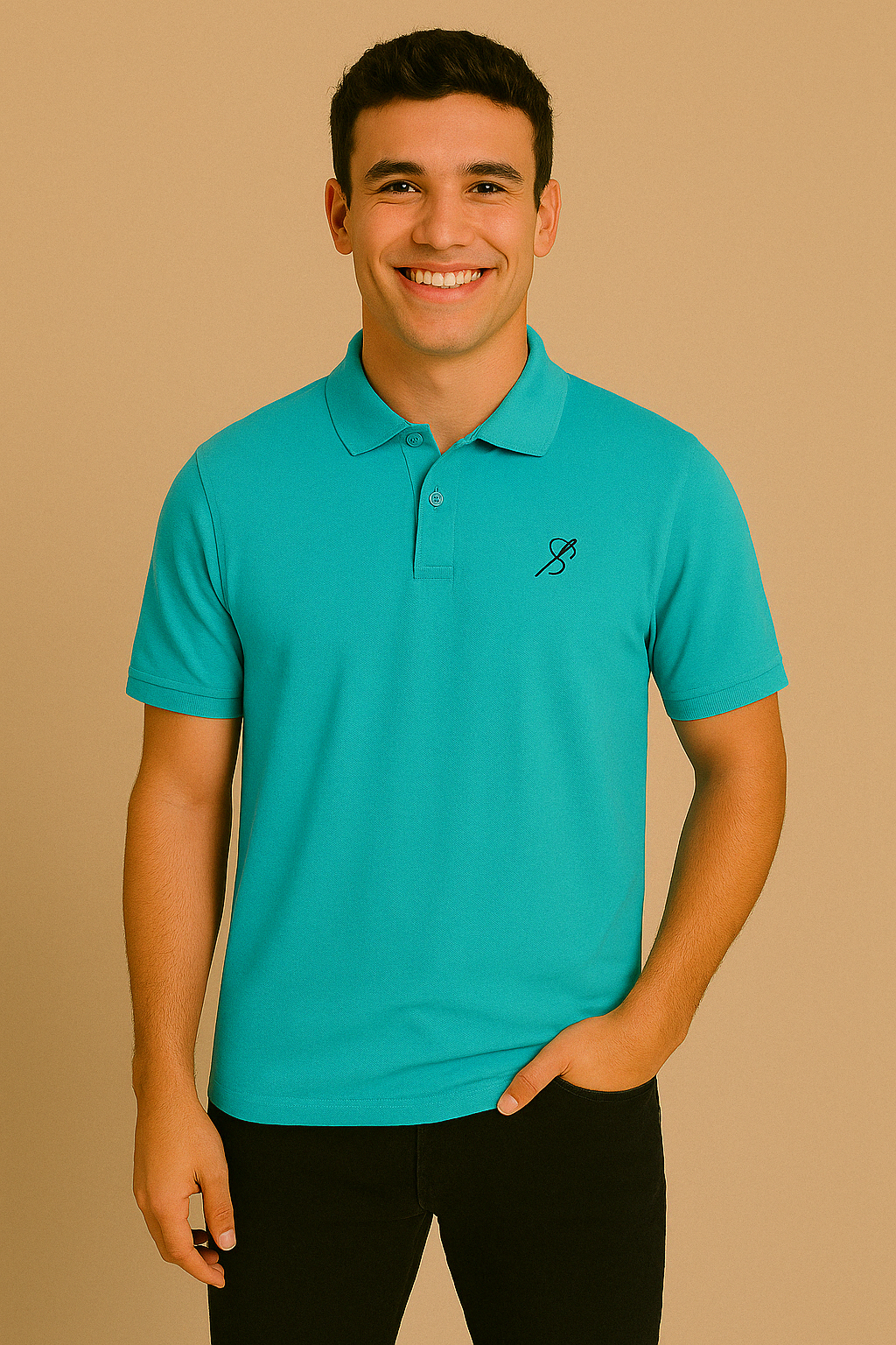 Men’s Turquoise Cotton Polo