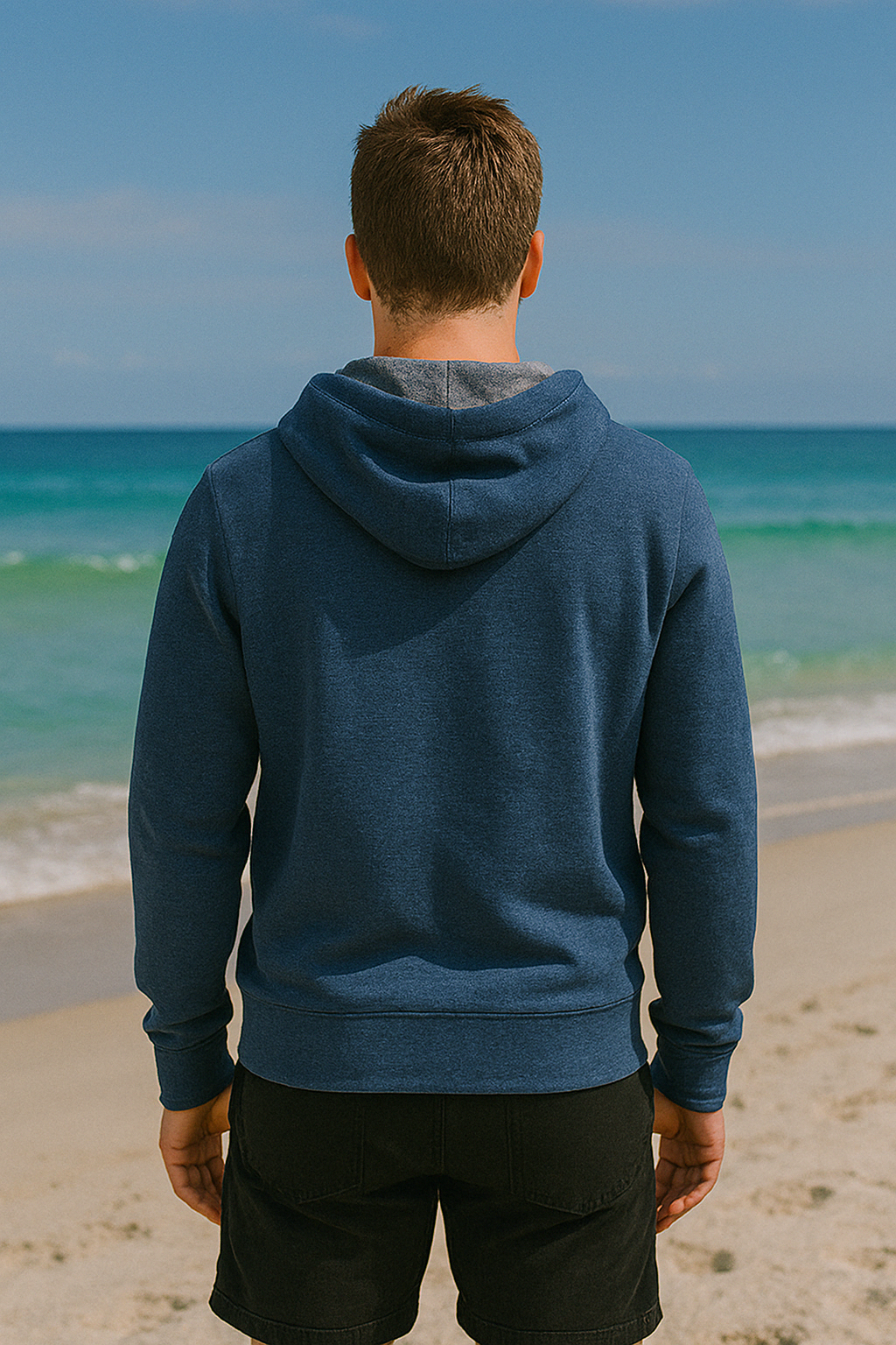 Men's Ocean Blue Fleece Hoodie – Relaxed Fit
