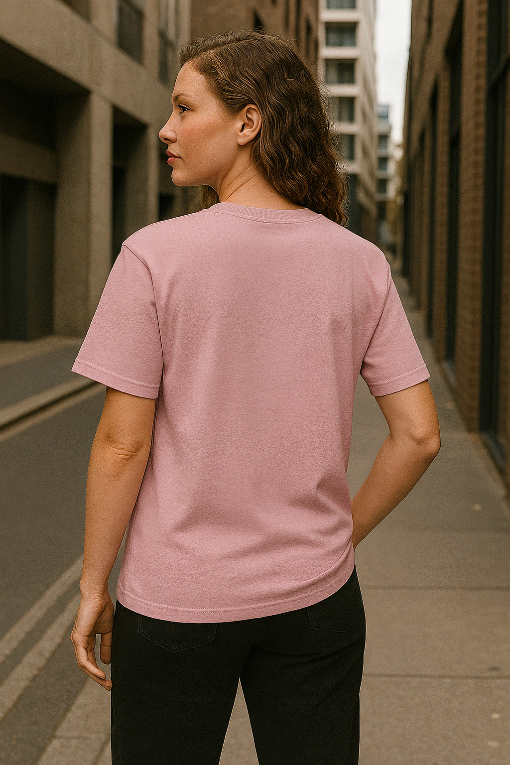 Women Baby Pink Oversized Drop-Shoulder Tee