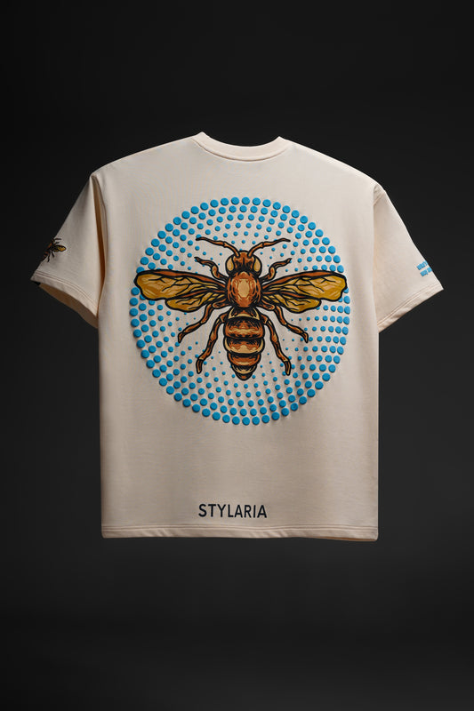 Ivory Honey Bee Print Oversized T-Shirt: The Ultimate Blend of Nature and Style