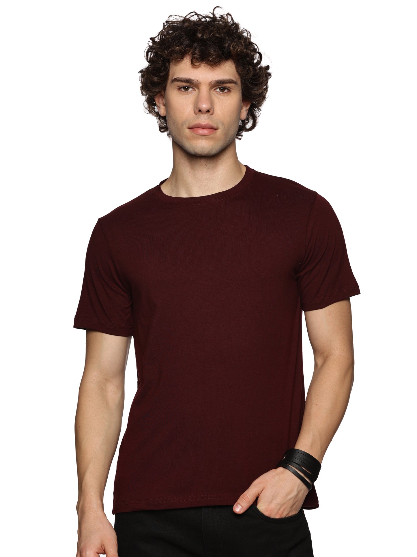 WINE BERRY SOILD T-SHIRT - STYLARIA