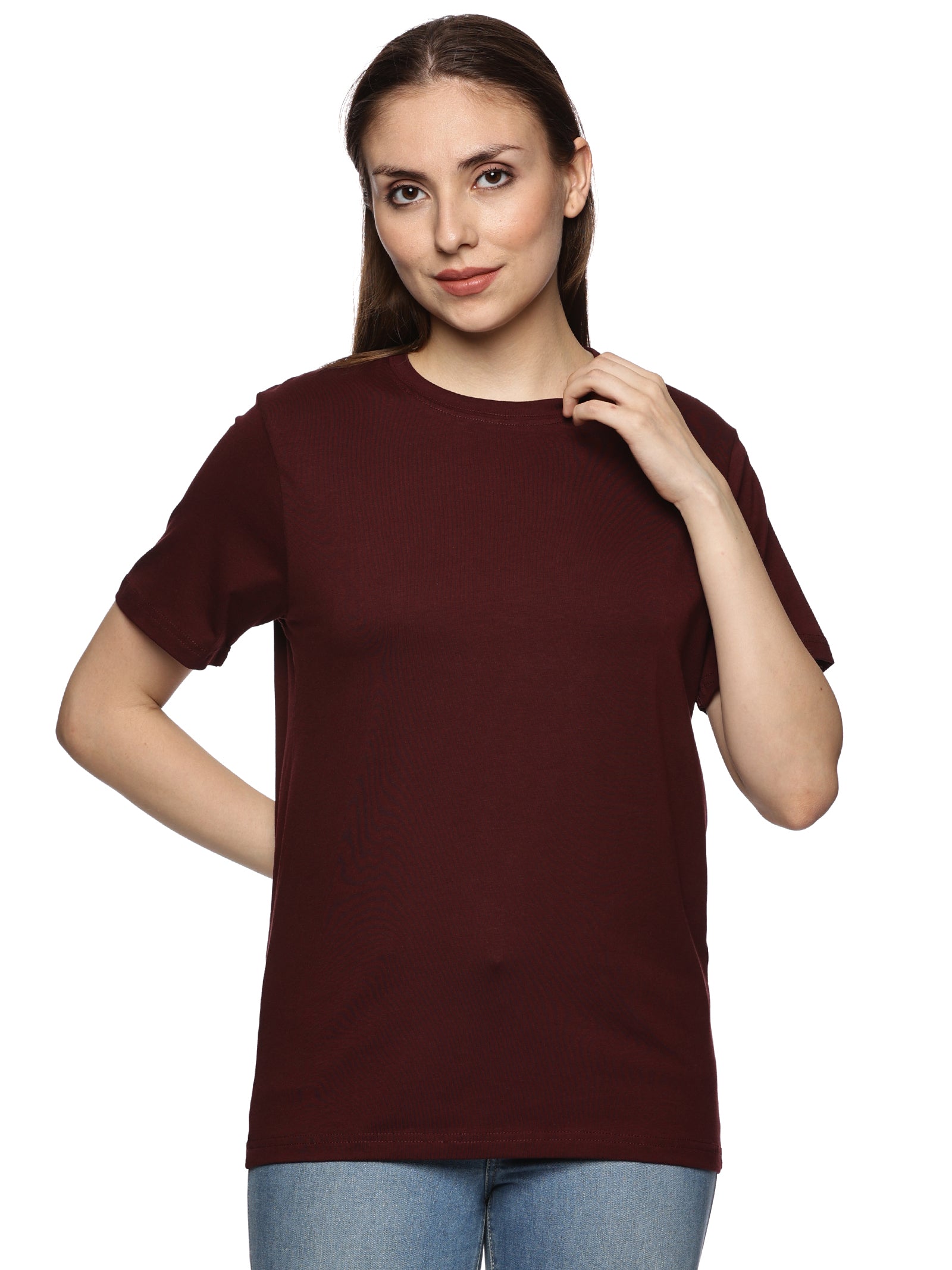 WINE BERRY SOILD T-SHIRT - STYLARIA