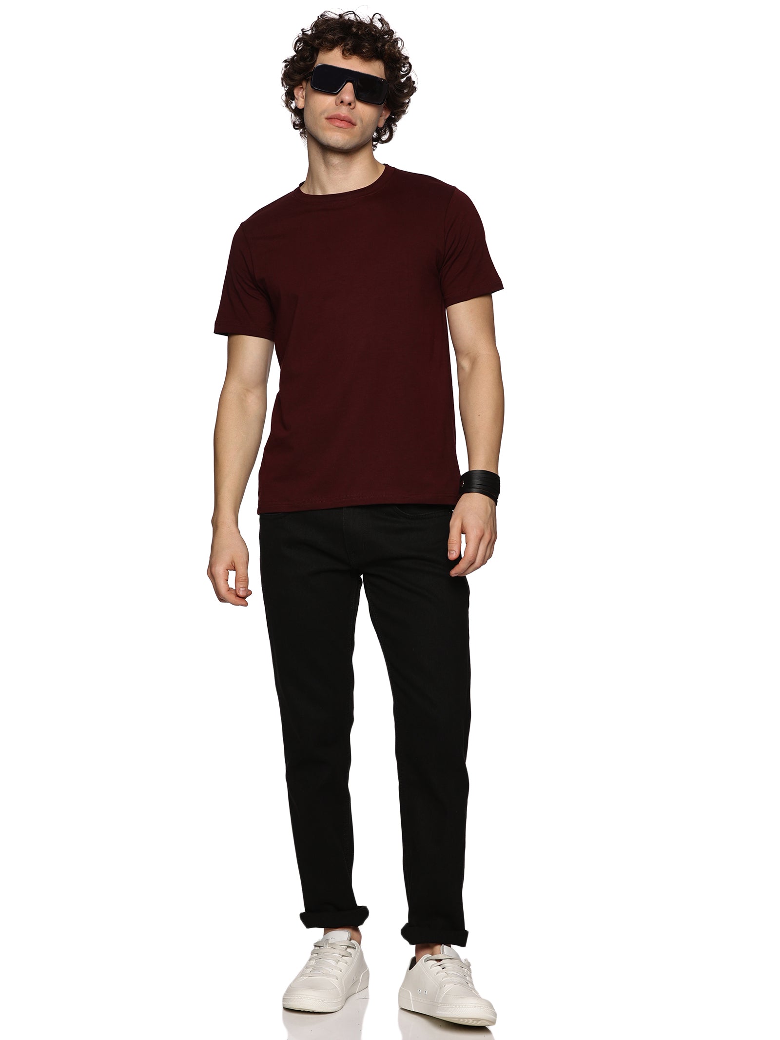 WINE BERRY SOILD T-SHIRT - STYLARIA