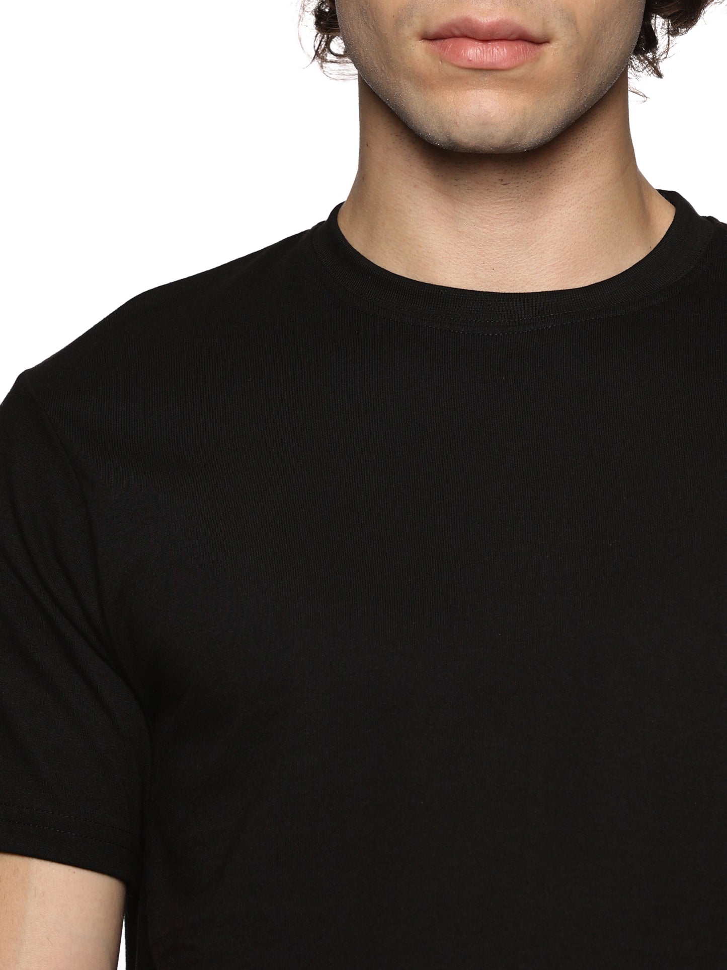 BLACK SOLID T-SHIRT - STYLARIA