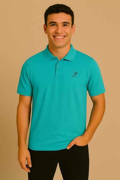 Men’s Turquoise Cotton Polo