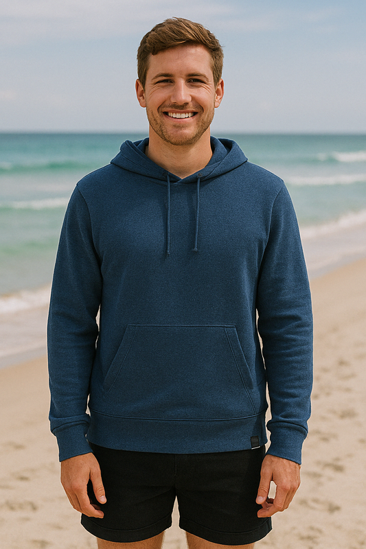 Men's Ocean Blue Fleece Hoodie – Relaxed Fit