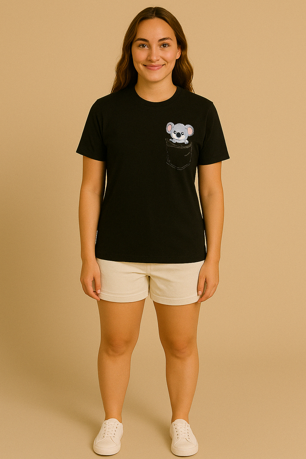 Women's Black Koala Pocket T-Shirt