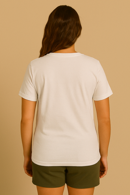 Women's White Pocket Rope Cat T-Shirt