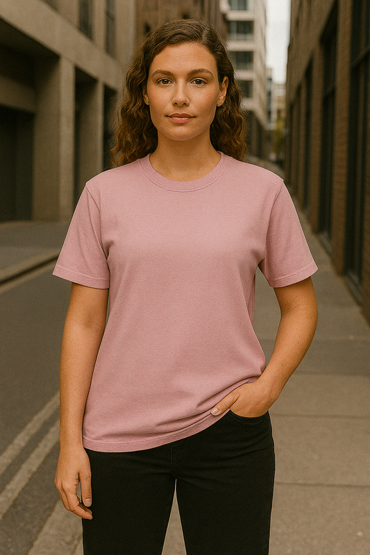 Women Baby Pink Oversized Drop-Shoulder Tee