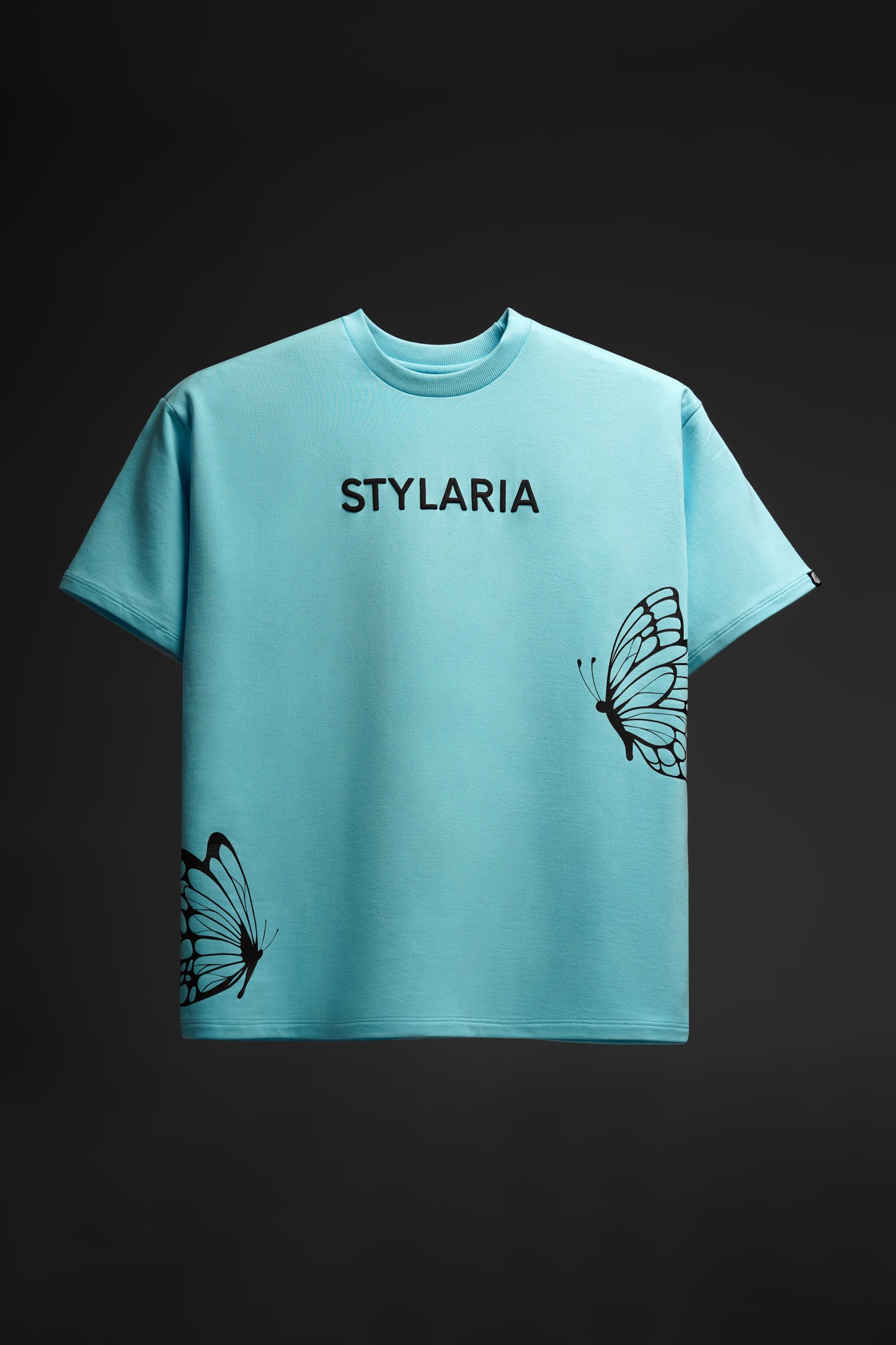 AQUA BLUE OVERSIZED GRAPHIC PRINT - STYLARIA