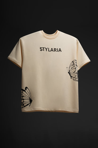 IVORY (CREAM) OVERSIZED GRAPHIC PRINT - STYLARIA